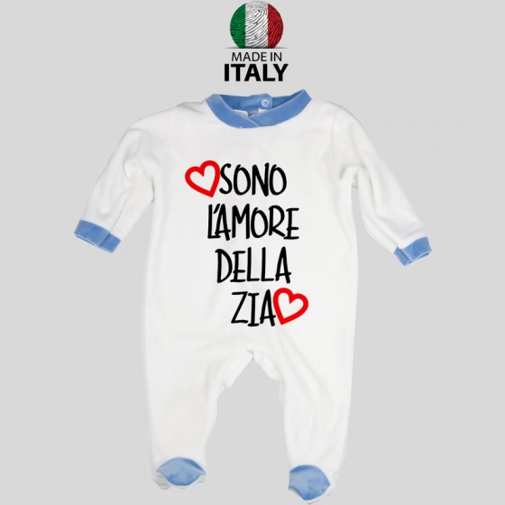 Tutina Neonato Bordo Azzurro Sono l'amore della Zia