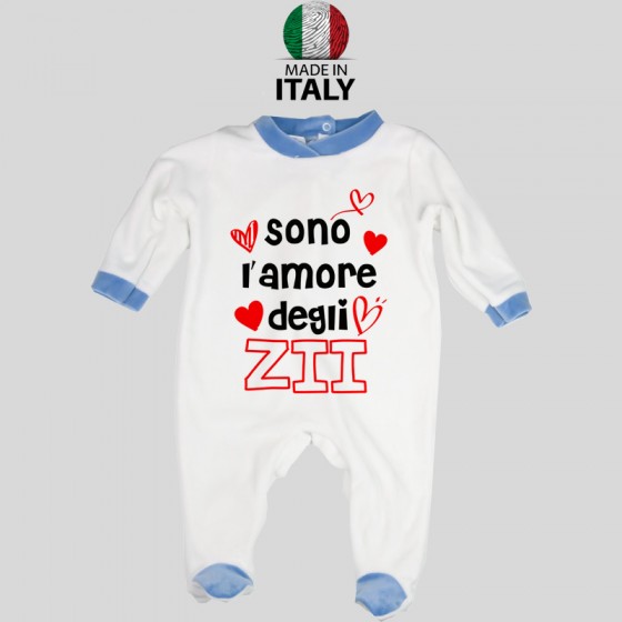 Tutina Neonato Bordo Azzurro Sono l'amore degli Zii