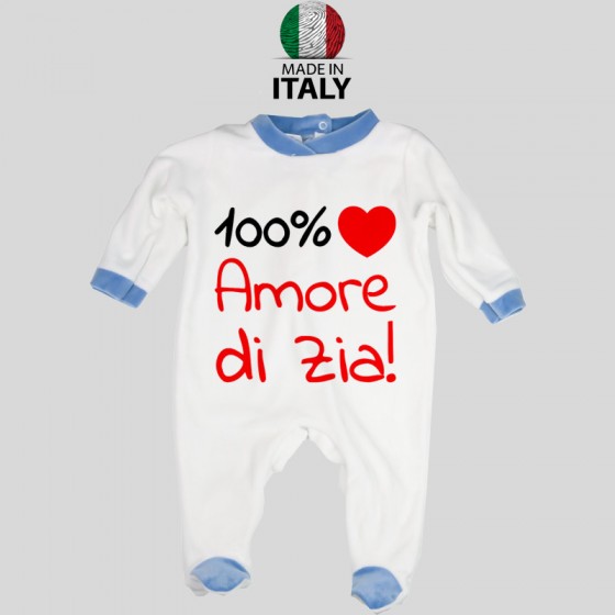 Tutina Neonato Bordo Azzurro 100% Amore di Zia